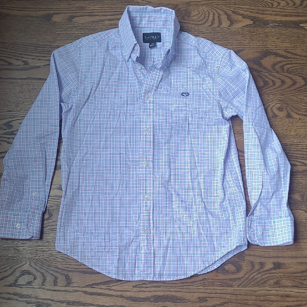 L.L. Bean Men's Pink and Blue Plaid Shirt